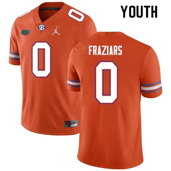 NCAA Florida Gators Ja'Quavion Fraziars Youth #0 Nike Orange Stitched Authentic College Football Jersey EGS1164TM